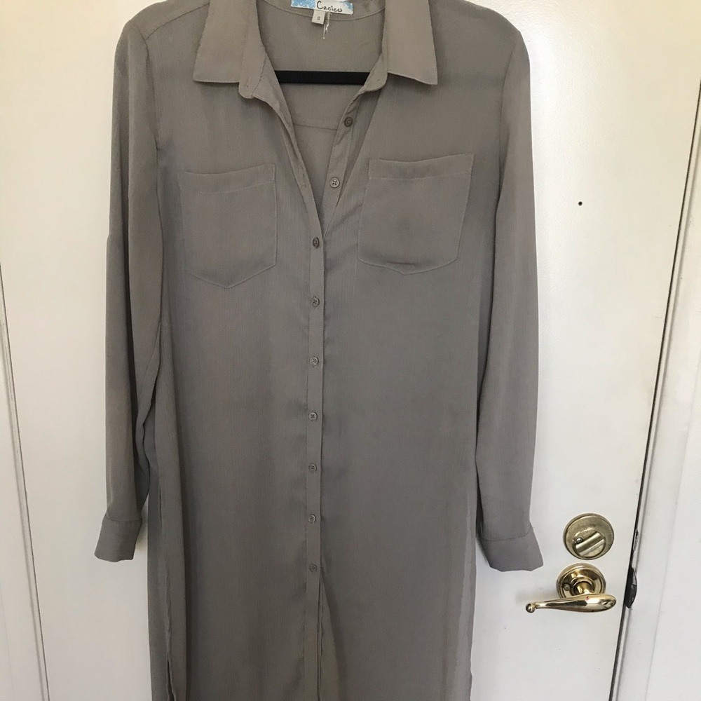 Cecico long sleeve  long shirt dress Sz sm .